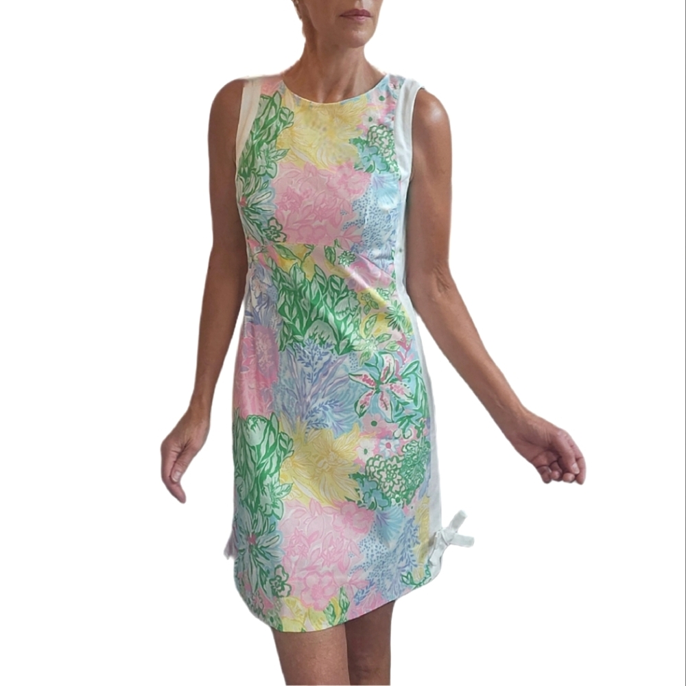 LILLY PULITZER Beckler Stretch  Shift Dress In Multi Bright Delight Patch - Picture 13 of 16